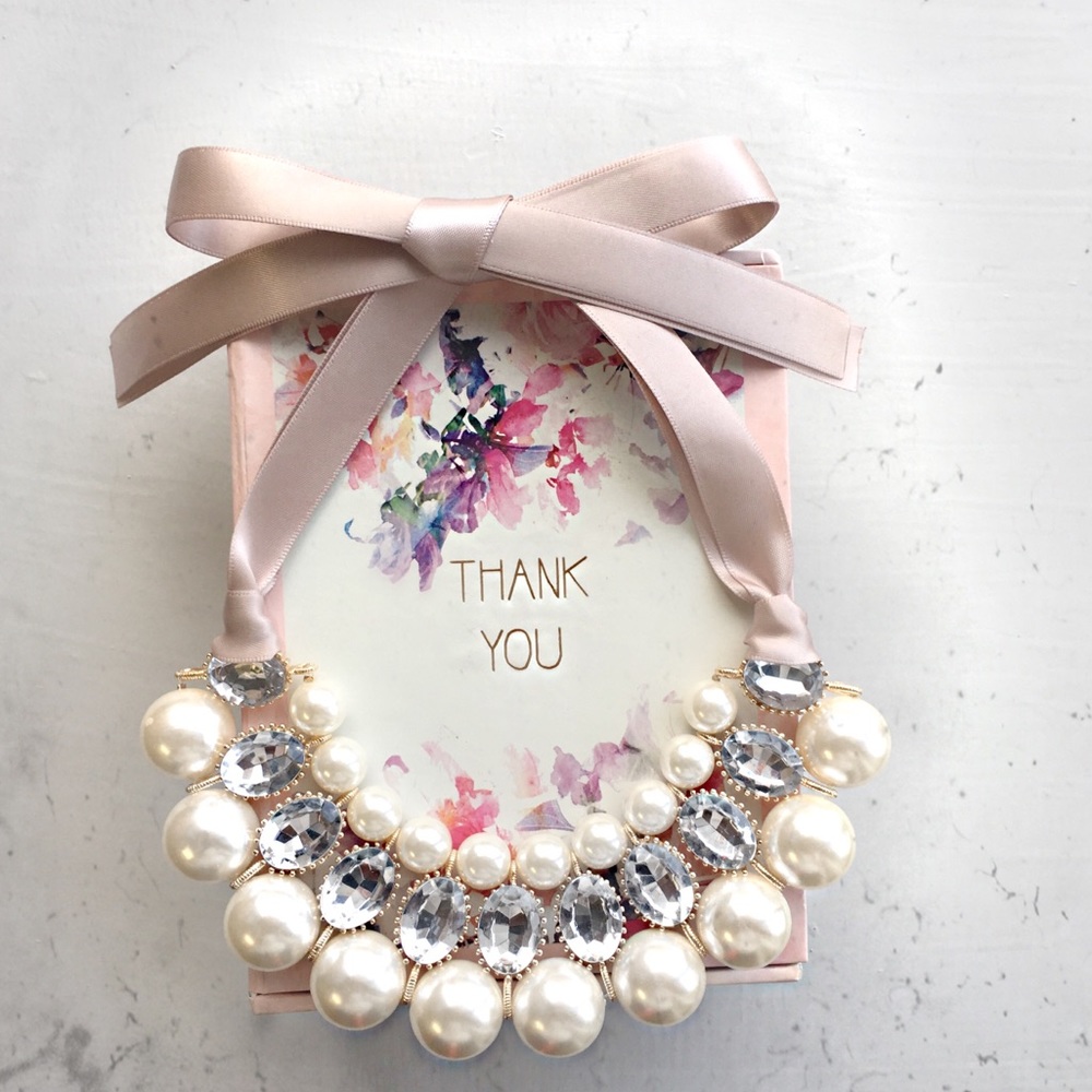 Handmade Pearls and ribbon necklace